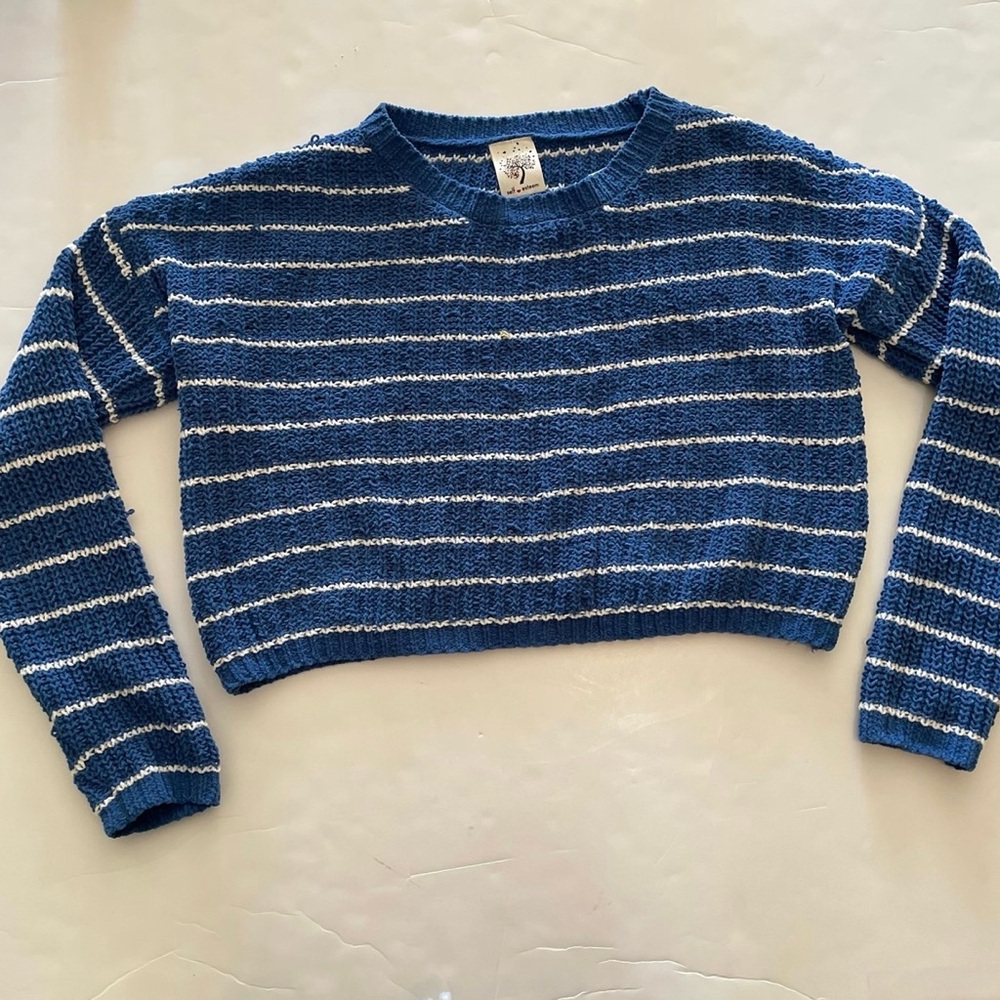 Self Esteem Blue and White Striped Knit Sweater